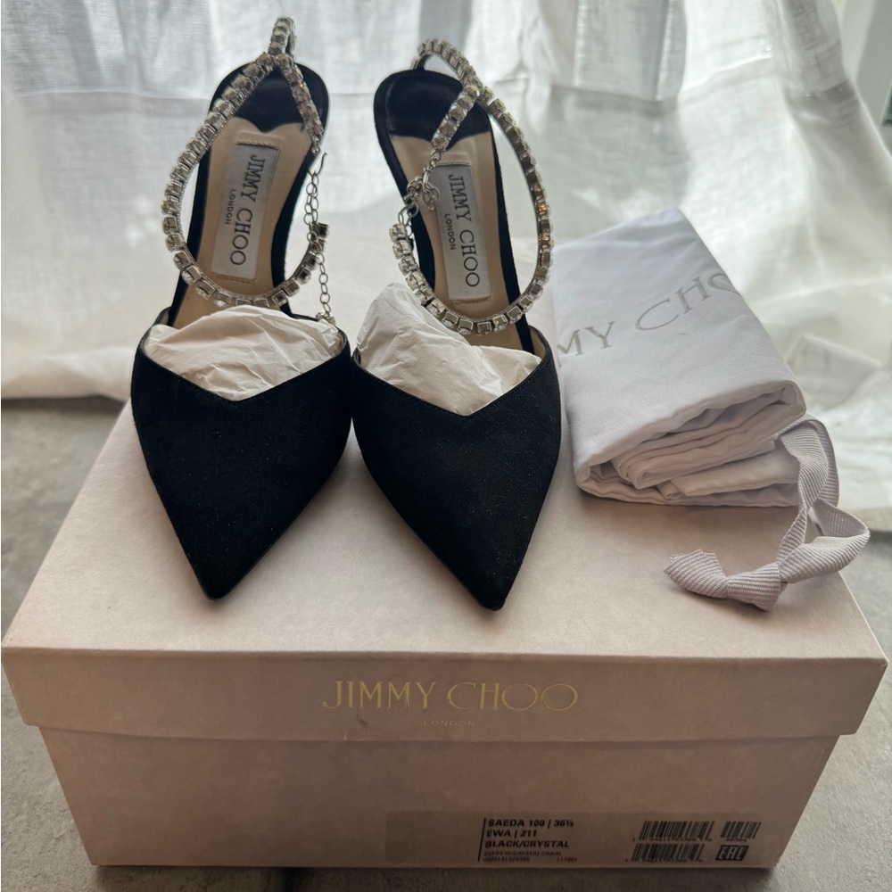 Jimmy Choo Black Crystal Embellished Women's Shoes